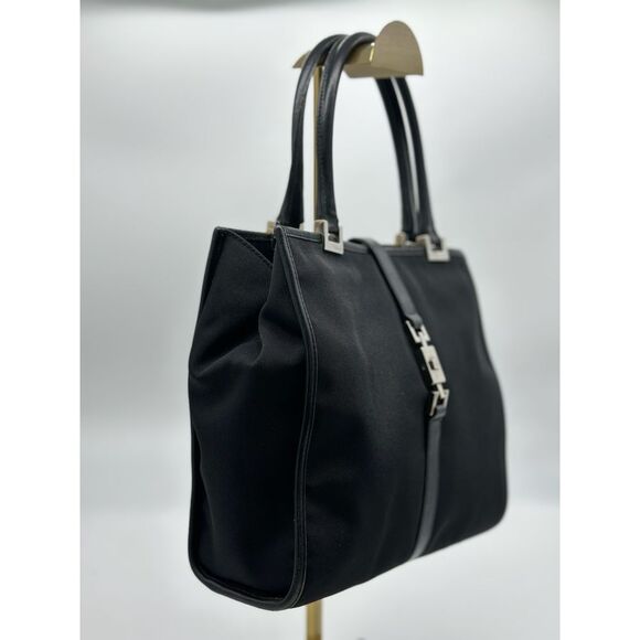 Gucci Black Leather and‎ Nylon Jackie O Tote*VERY NICE!! WITH COA - Picture 4 of 11